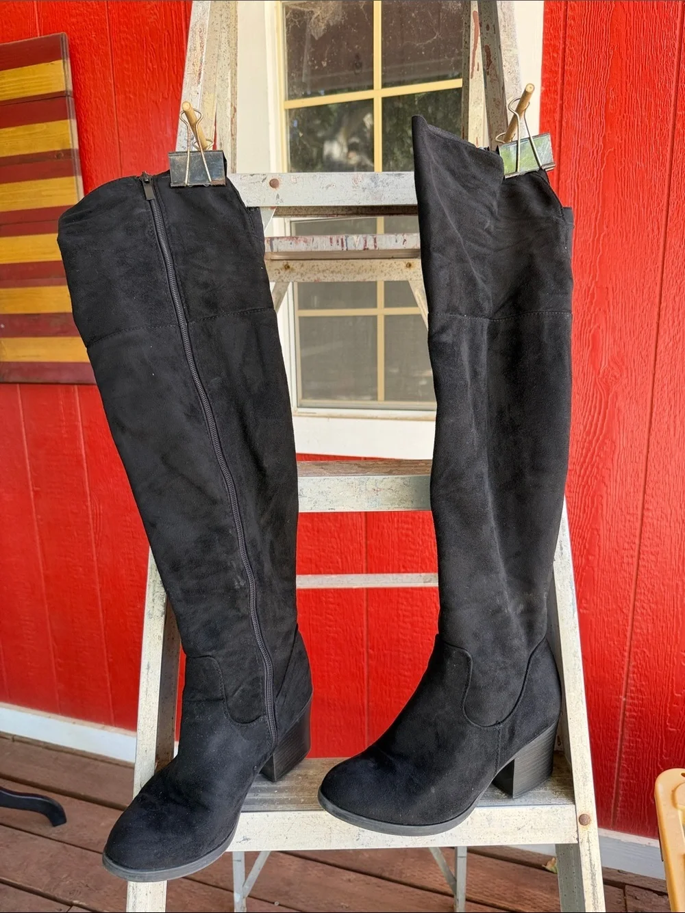 TOP Moda Black Over-the-Knee Suede-Look Boots